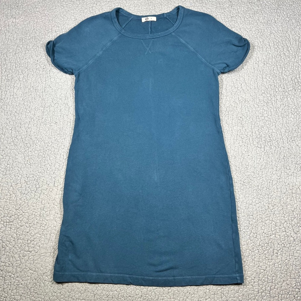 American Giant Raglan Short Sleeve T-Shirt Dress Womens S Teal Blue 100% Cotton